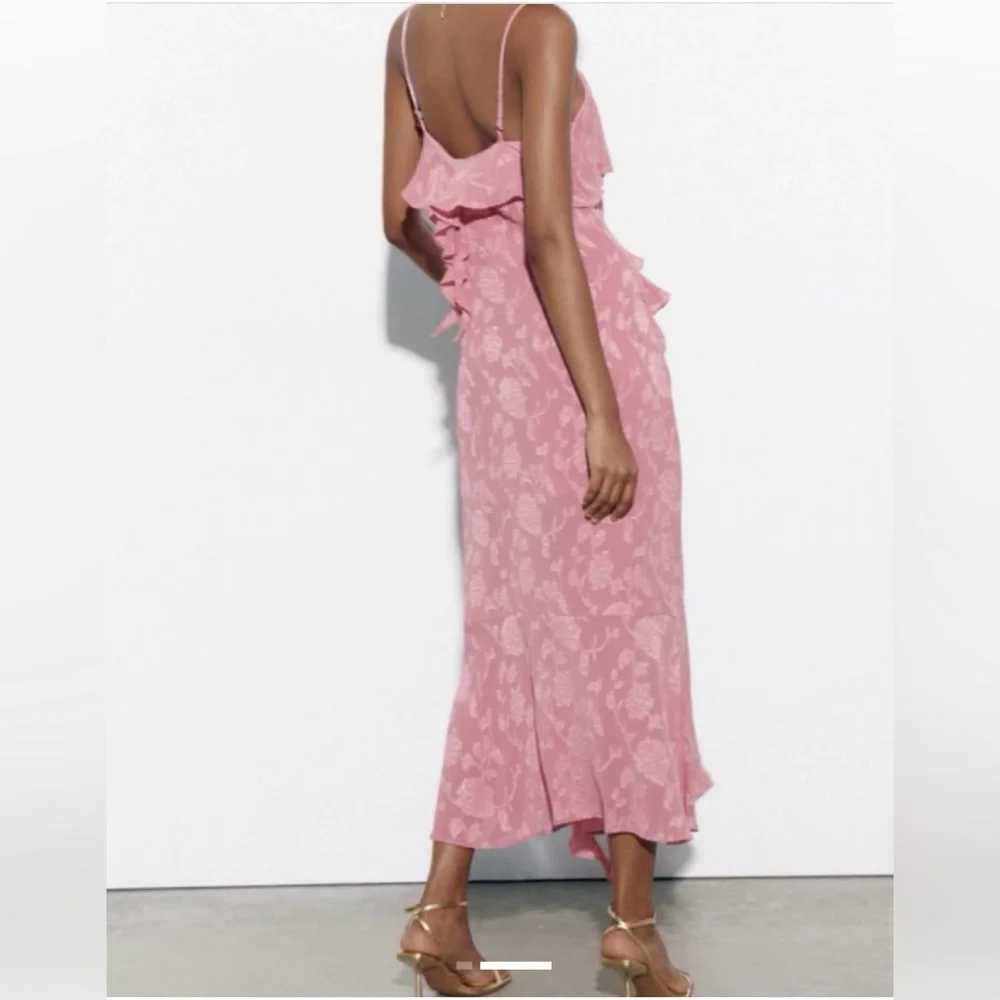 NWT Zara Jacquard Ruffled Dress - Picture 2 of 6